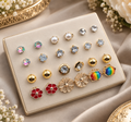 Artificial Red Earring Studs for Women | Pack of 12