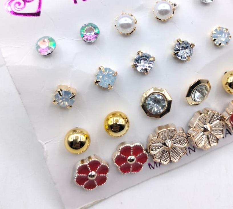 Artificial Red Earring Studs for Women | Pack of 12