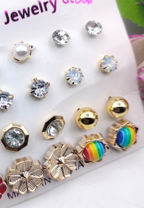Artificial Red Earring Studs for Women | Pack of 12